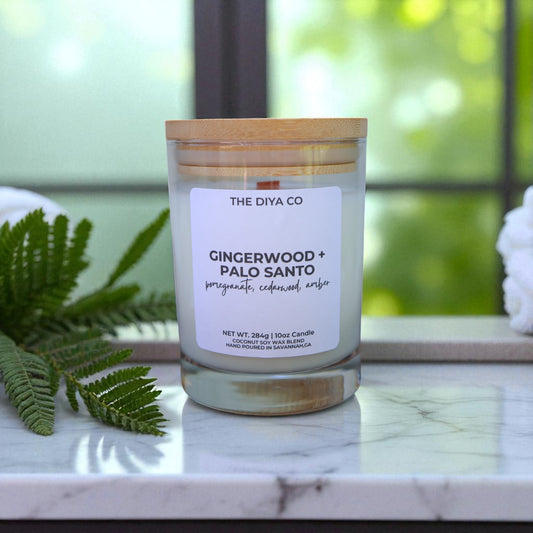 10 oz Gingerwood Palo Santo | Coconut Soy Candle