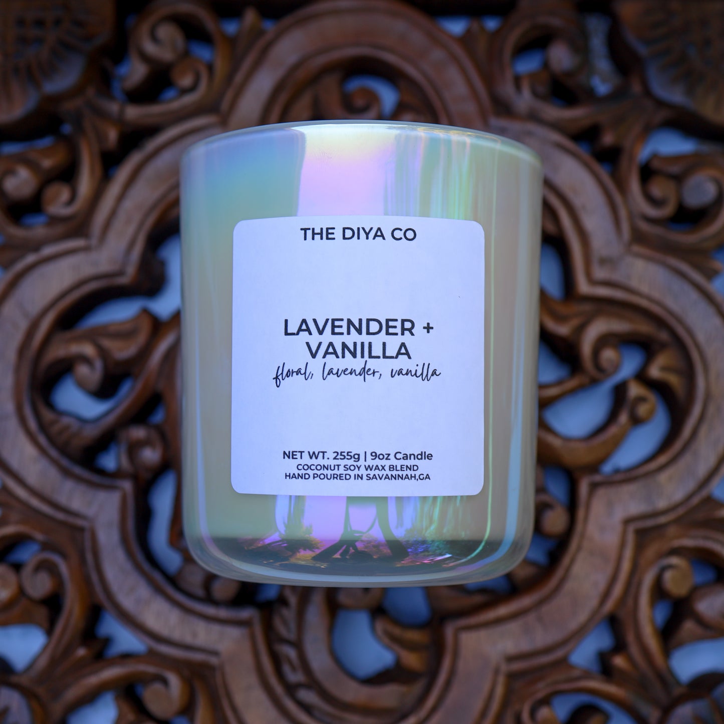 12 oz Lavender and Vanilla | Iridescent Jar Coconut Soy Candle