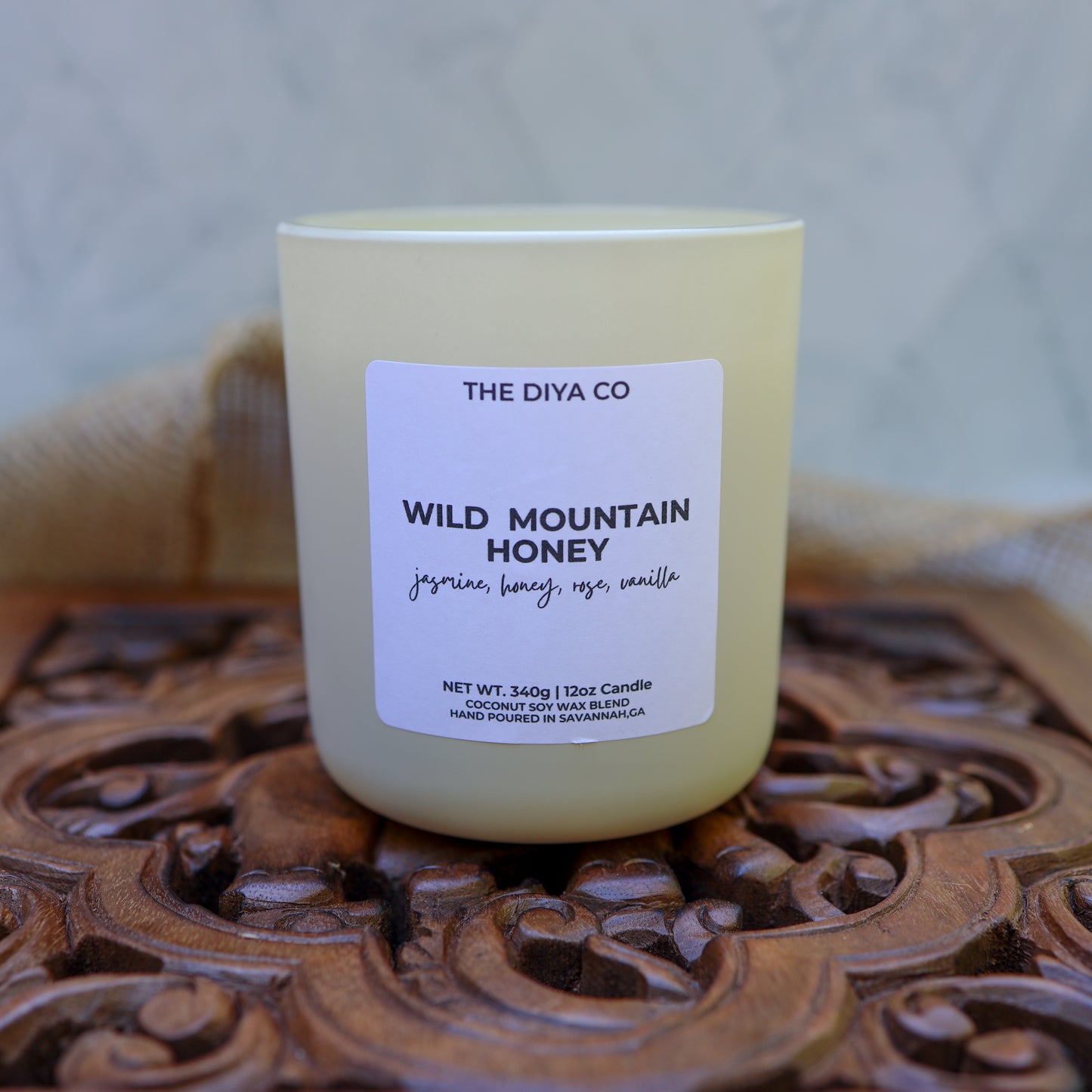 12 oz Wild Mountain Honey Aura Candle | Sweet Floral Honey Scent with Crackling Wood Wick