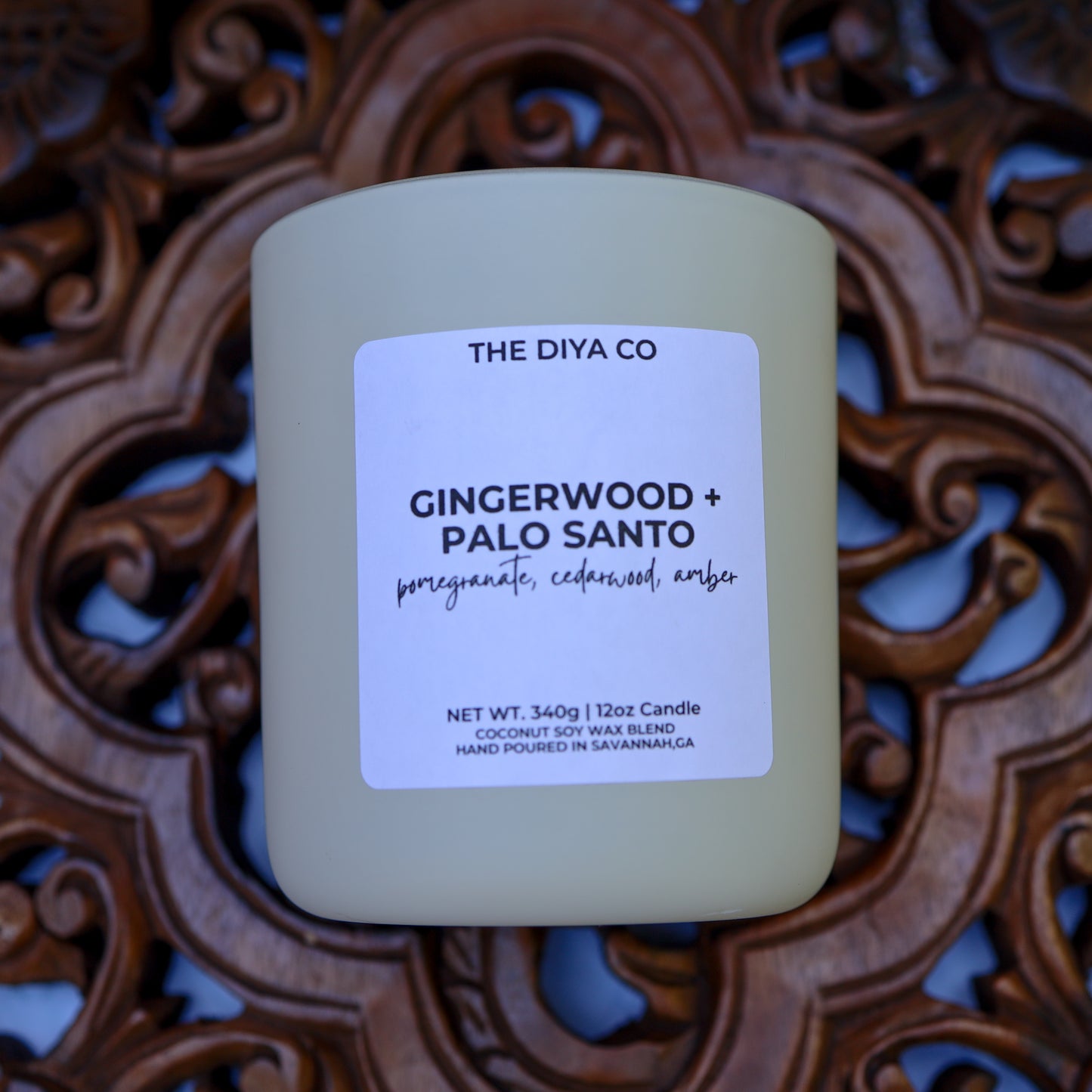 12 oz Gingerwood Palo Santo | Coconut Soy Candle