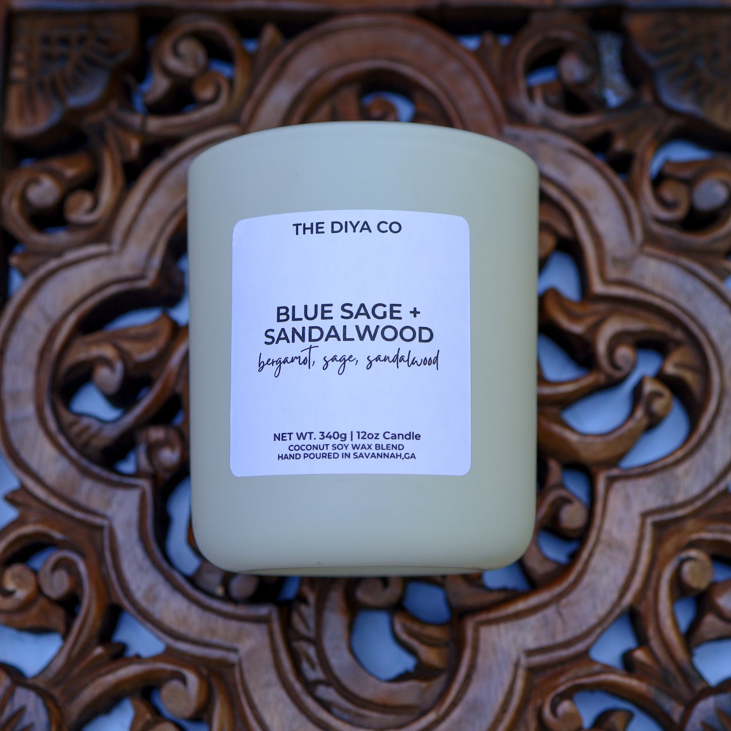 12 oz Blue Sage and Sandalwood | Coconut Soy Candle