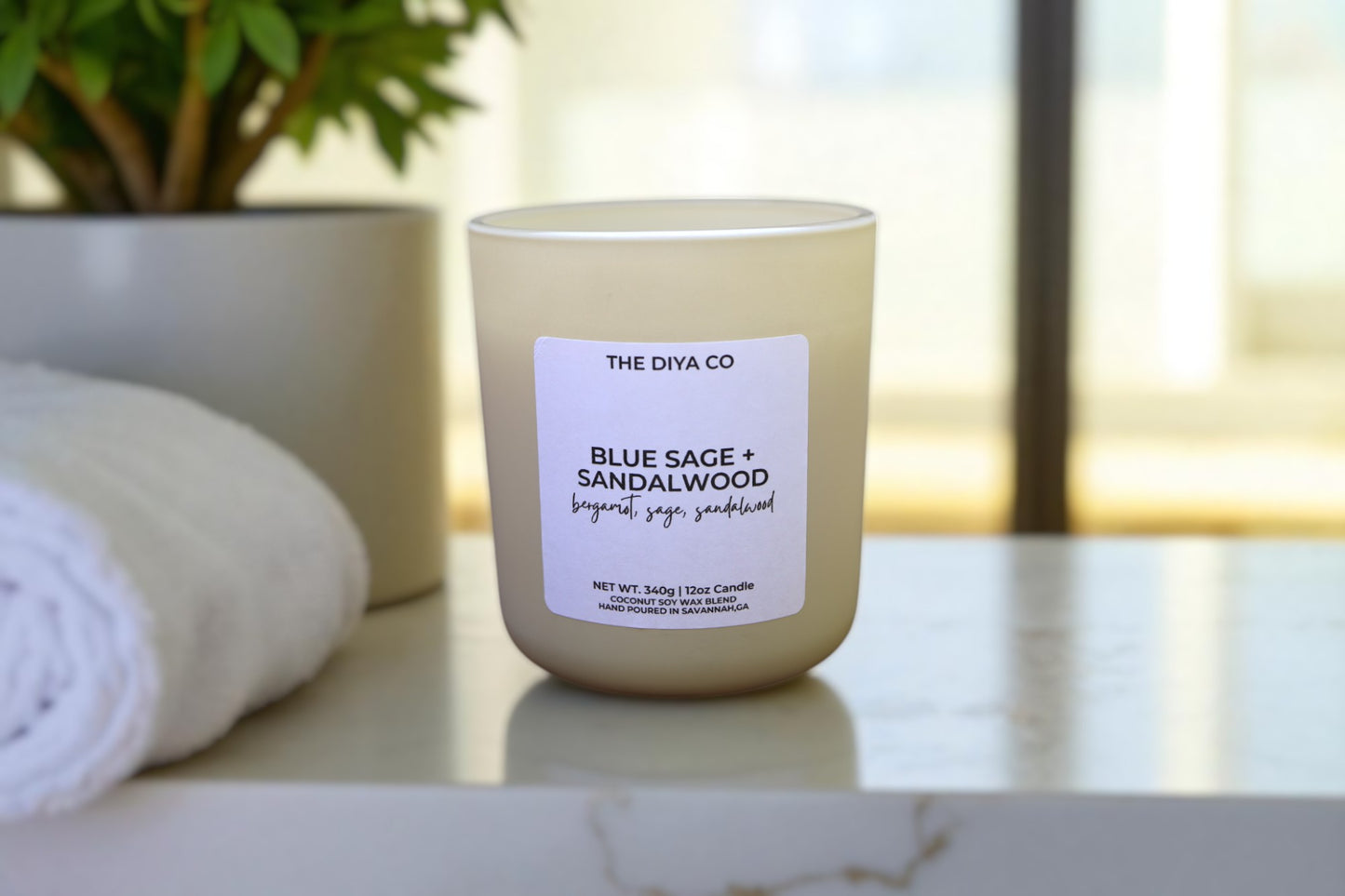 12 oz Blue Sage and Sandalwood | Coconut Soy Candle