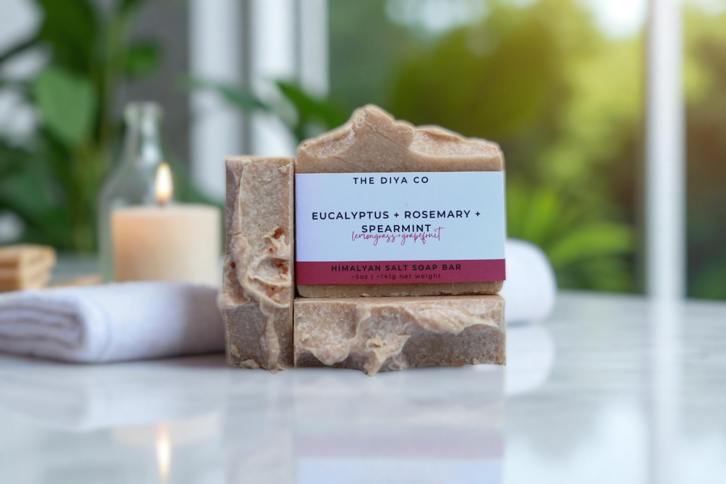 Eucalyptus, Rosemary, Spearmint, Lemongrass and Grapefruit Himalayan Salt Palm-Oil Free Soap Bar