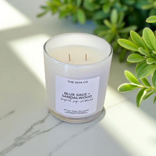 12 oz Blue Sage and Sandalwood | Iridescent Coconut Soy Candle