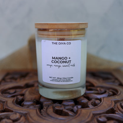 10 oz Mango and Coconut Rock Glass Candle with Bamboo Lid