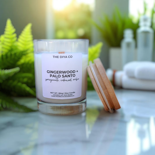 10 oz Gingerwood Palo Santo | Coconut Soy Candle