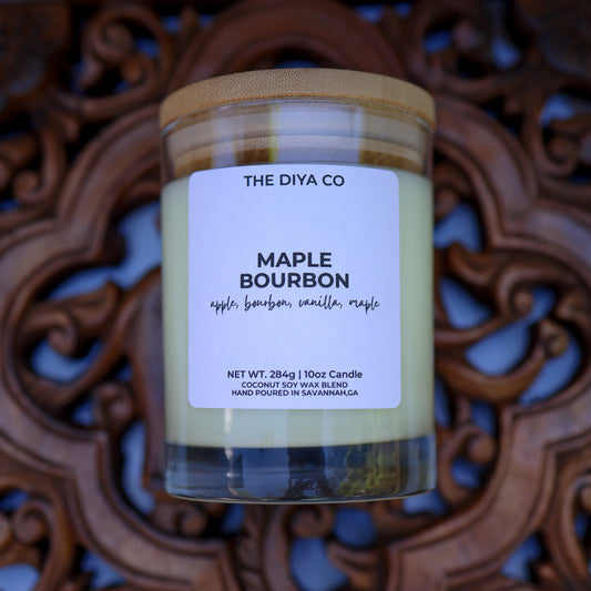 10 oz Maple Bourbon Rock Glass Candle with Bamboo Lid