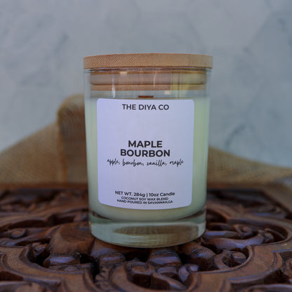 10 oz Maple Bourbon Rock Glass Candle with Bamboo Lid