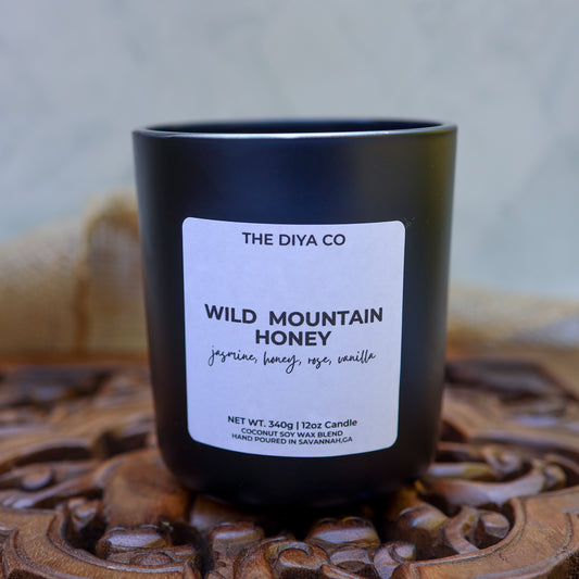 12 oz  Wild Mountain Honey Aura Candle | Sweet Floral Honey Scent with Crackling Wood Wick