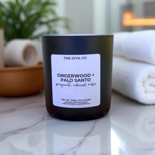 12 oz Gingerwood Palo Santo | Coconut Soy Candle