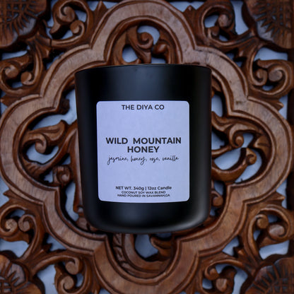 12 oz  Wild Mountain Honey Aura Candle | Sweet Floral Honey Scent with Crackling Wood Wick