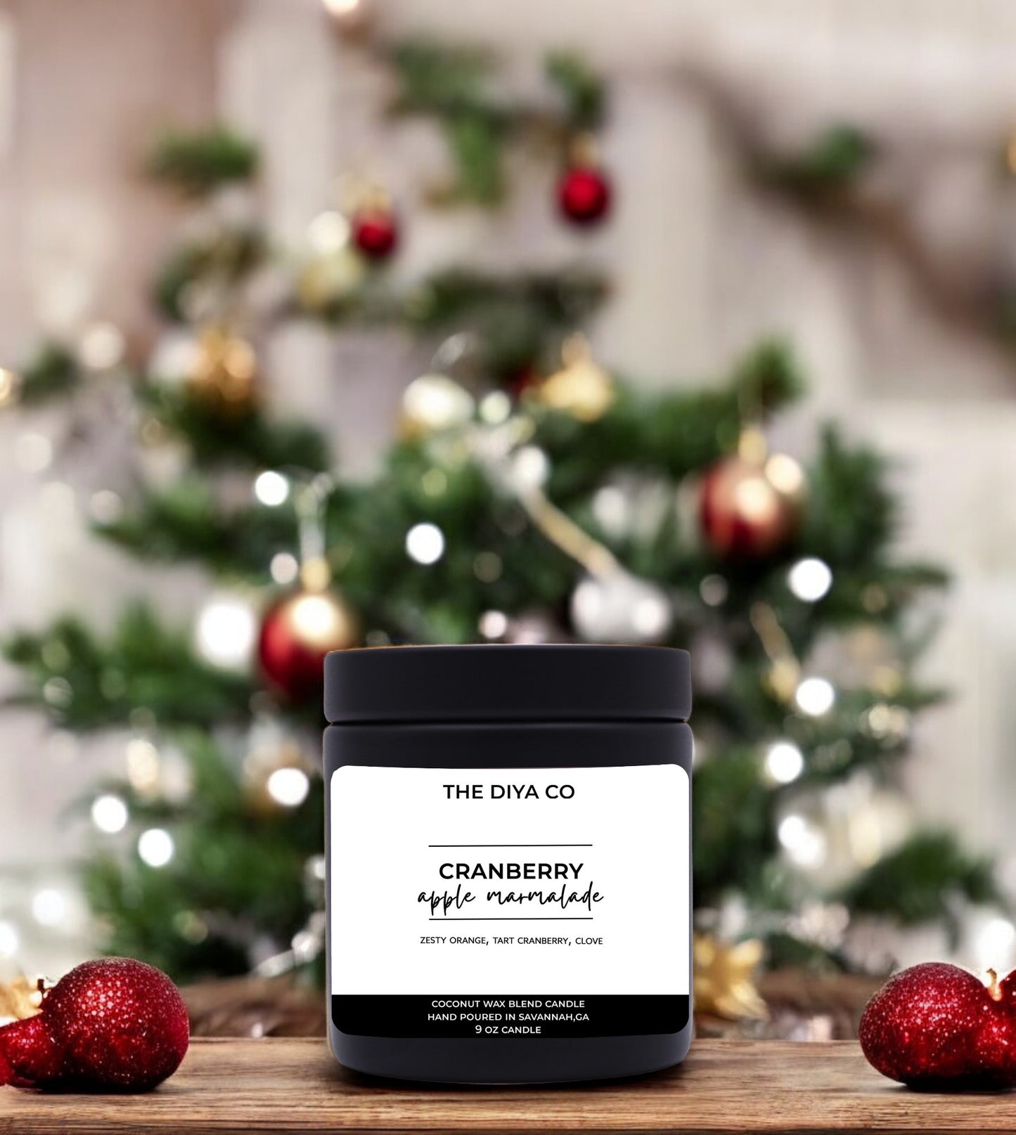 9 oz Cranberry Apple Marmalade -Hand Poured, Non-toxic, Coconut Blend Candle- Glam Tin with Lid