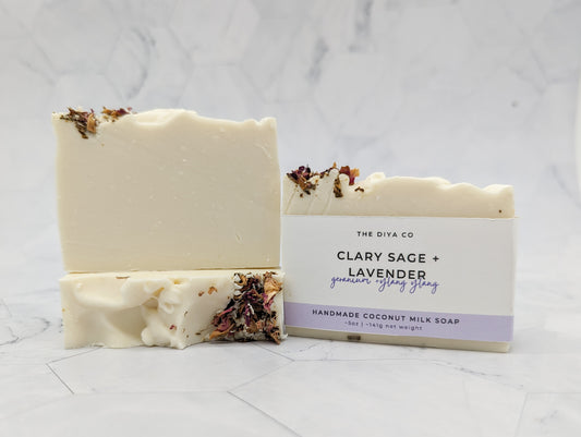 Clary Sage, Lavender, Geranium, Ylang Ylang handmade Soap, Natural, Palm-Oil Free