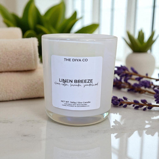12 oz Linen Breeze |   Iridescent Jar Coconut Soy Candle