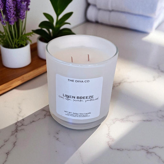 12 oz Linen Breeze |   Iridescent Jar Coconut Soy Candle
