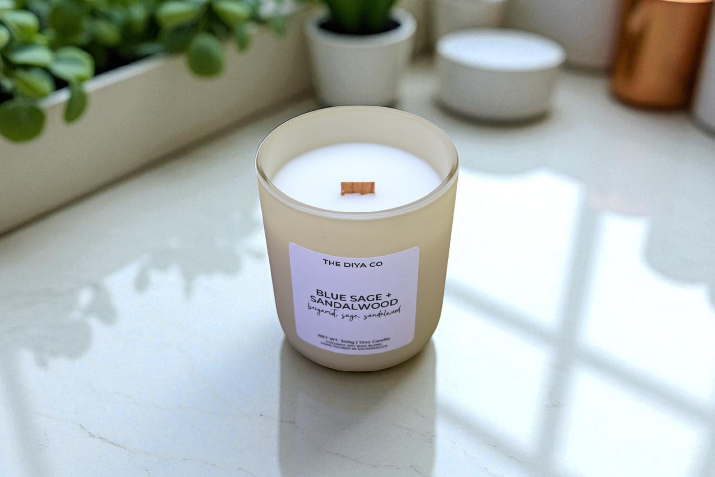 12 oz Blue Sage and Sandalwood | Coconut Soy Candle