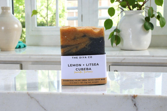 Lemon, Litsea Cubeba, Lavender( Turmeric & Activated Charcoal) Mini Soap Bar (2–2.5 oz)
