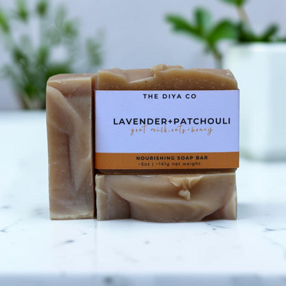 Lavender Patchouli Goat Milk Soap Bar | Oat + Honey, Palm-Oil Free, Handcrafted(5 oz)