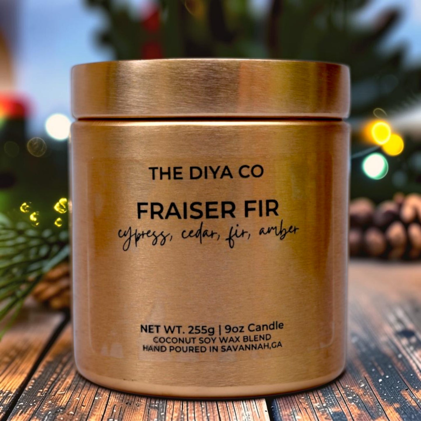 9 oz Fraiser Fir  Glam Tin  | Coconut Soy Candle