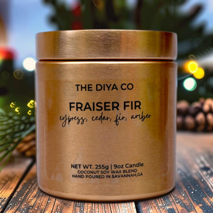 9 oz Fraiser Fir  Glam Tin  | Coconut Soy Candle
