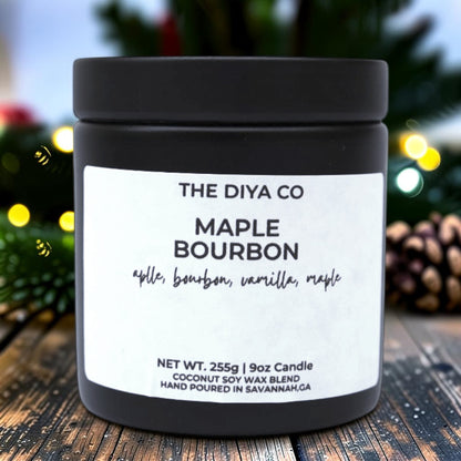 9oz Maple Bourbon Wood Wick Candle | Coconut Soy | Glam Tin