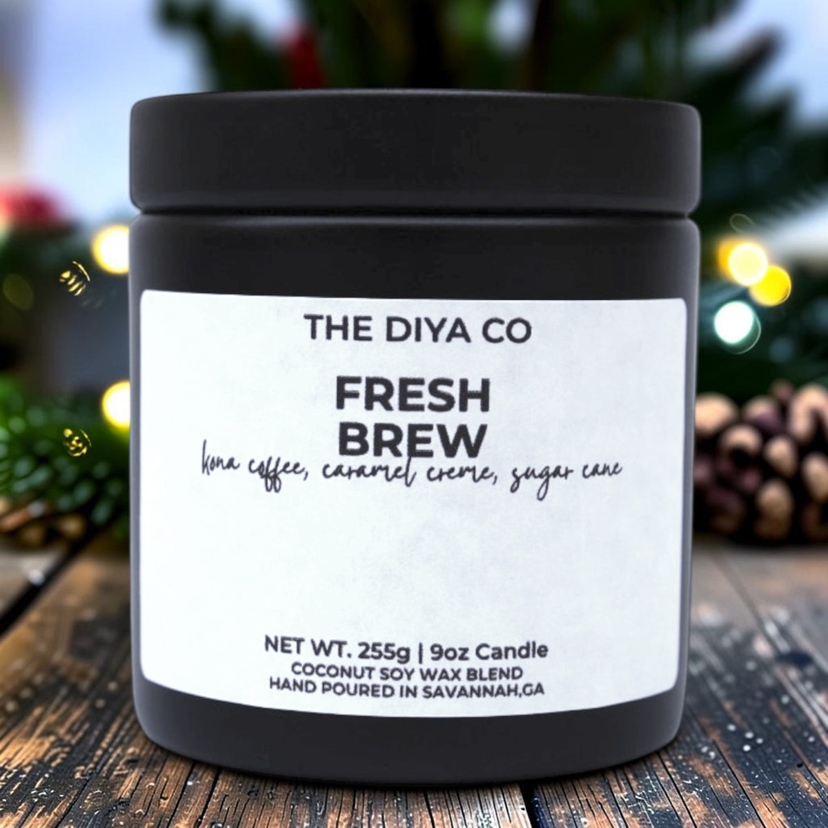 9oz Fresh Brew Wood Wick Candle | Coconut Soy | Glam Tin