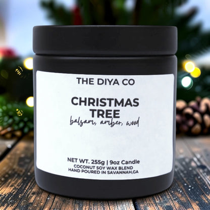 9oz Christmas Tree Wood Wick Candle | Coconut Soy | Glam Tin