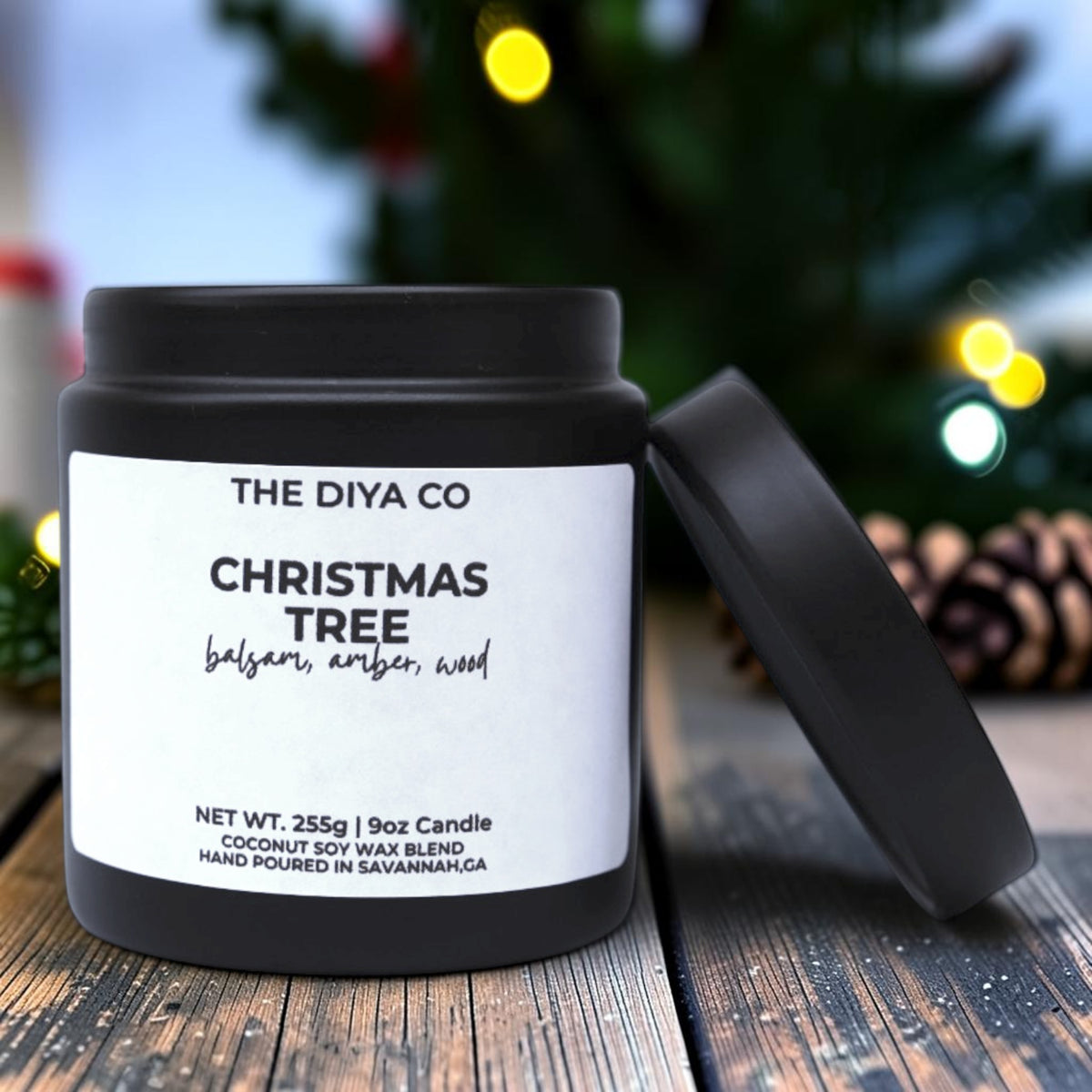 9oz Christmas Tree Wood Wick Candle | Coconut Soy | Glam Tin