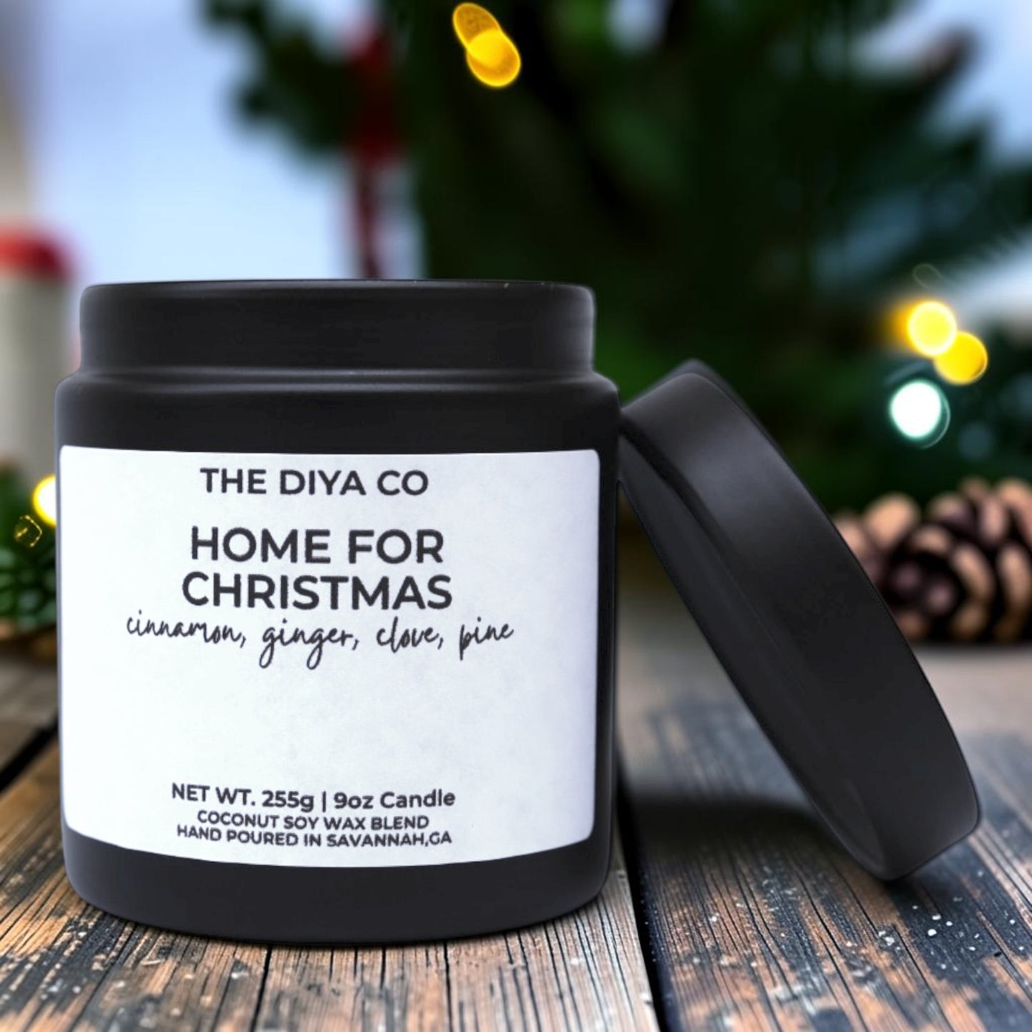 9oz Home for Christmas Wood Wick Candle | Coconut Soy | Glam Tin