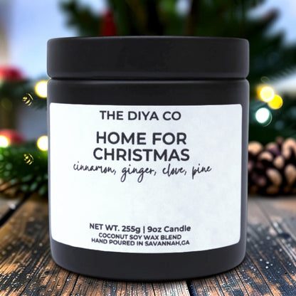 9oz Home for Christmas Wood Wick Candle | Coconut Soy | Glam Tin