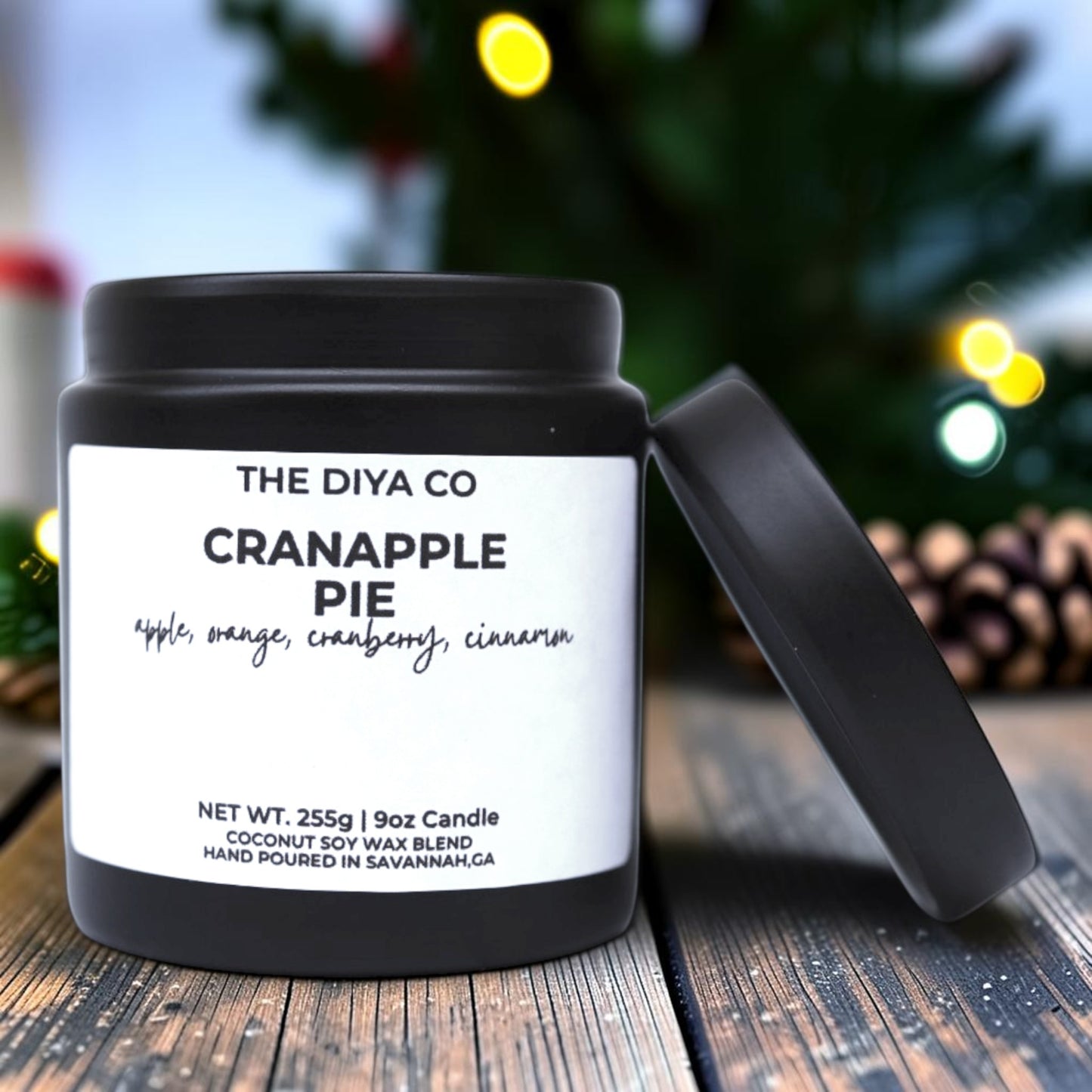 9oz Cranapple Pie Wood Wick Candle | Coconut Soy | Glam Tin