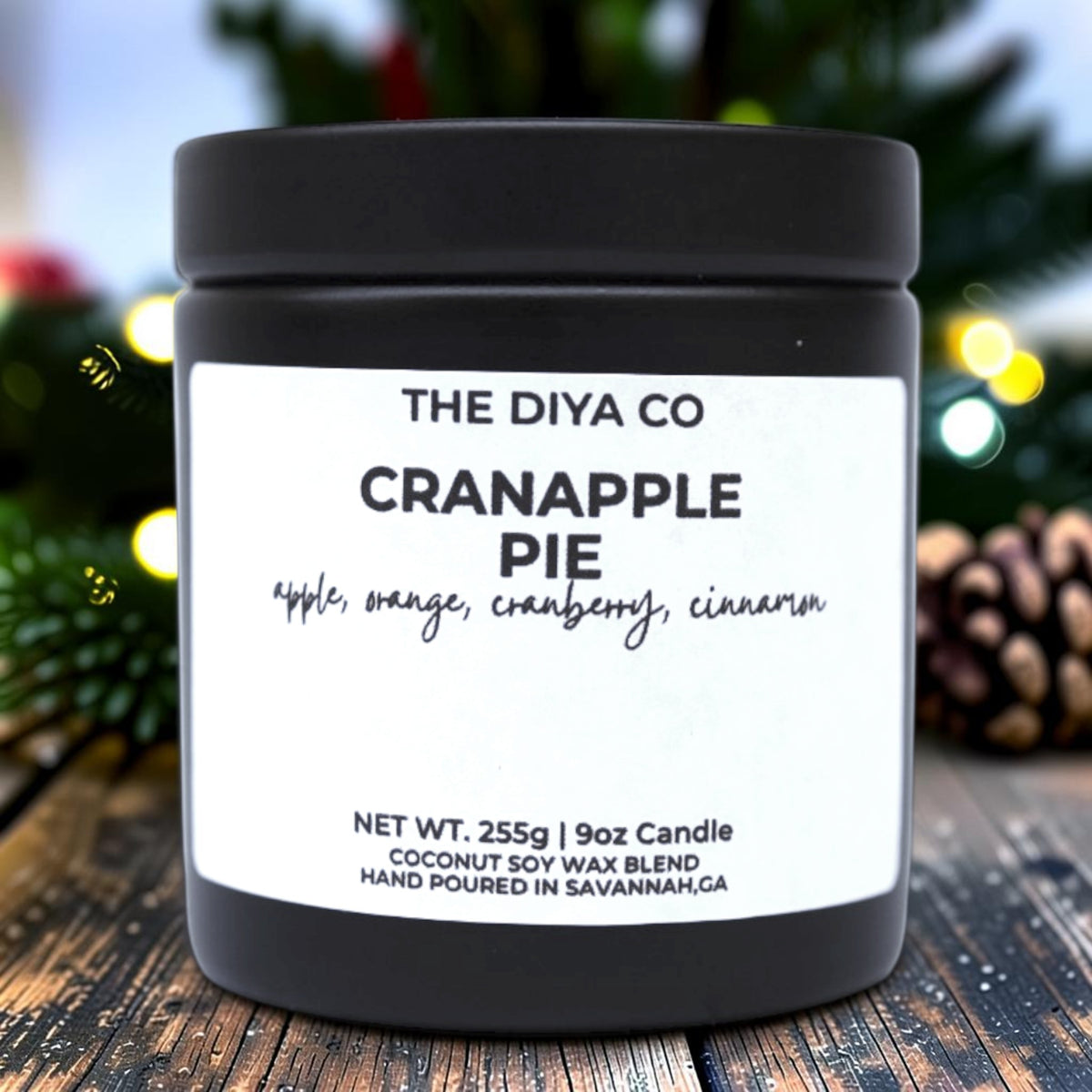 9oz Cranapple Pie Wood Wick Candle | Coconut Soy | Glam Tin