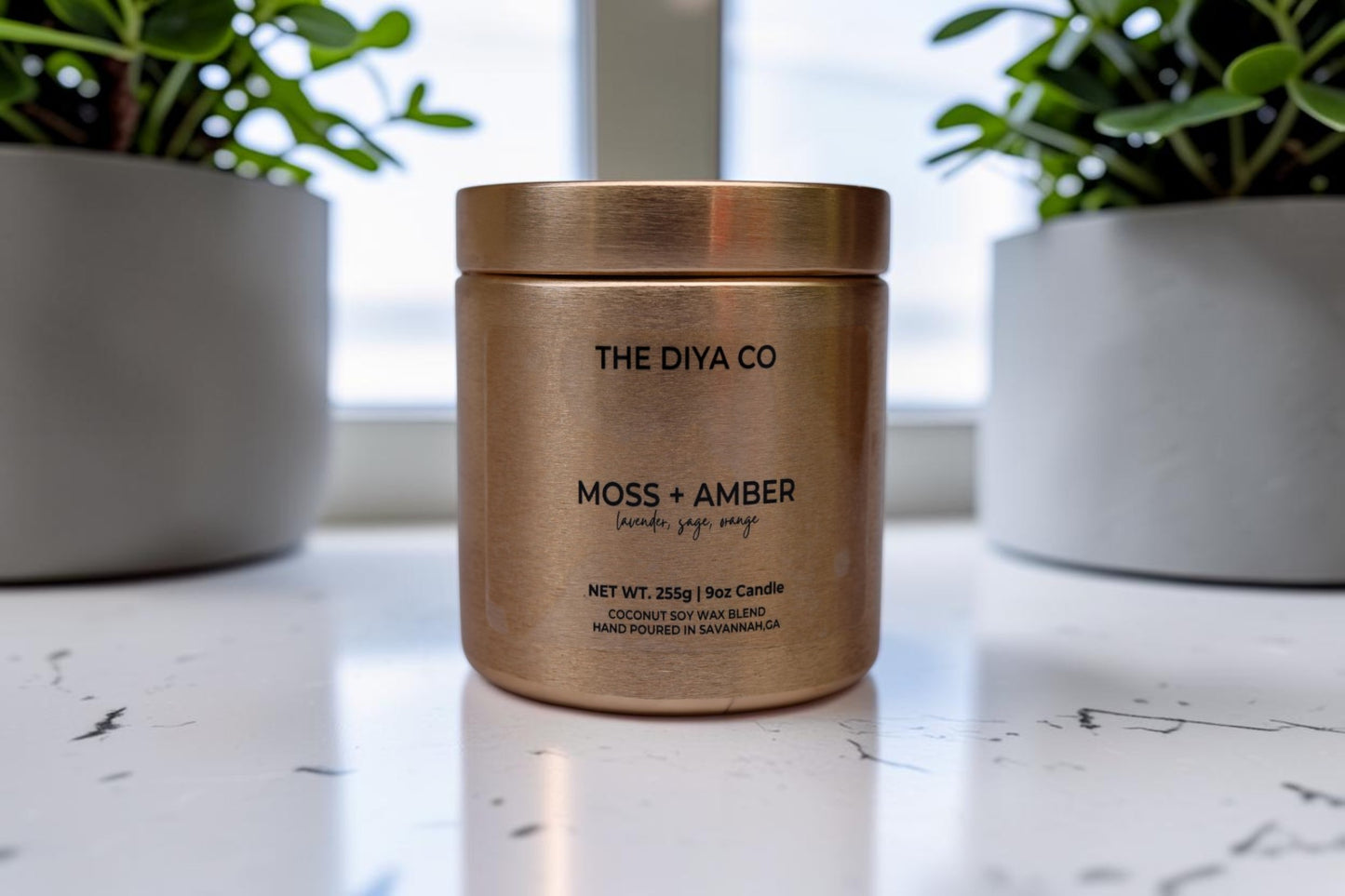 9 oz Moss + Amber Glam Tin | Coconut Soy Candle