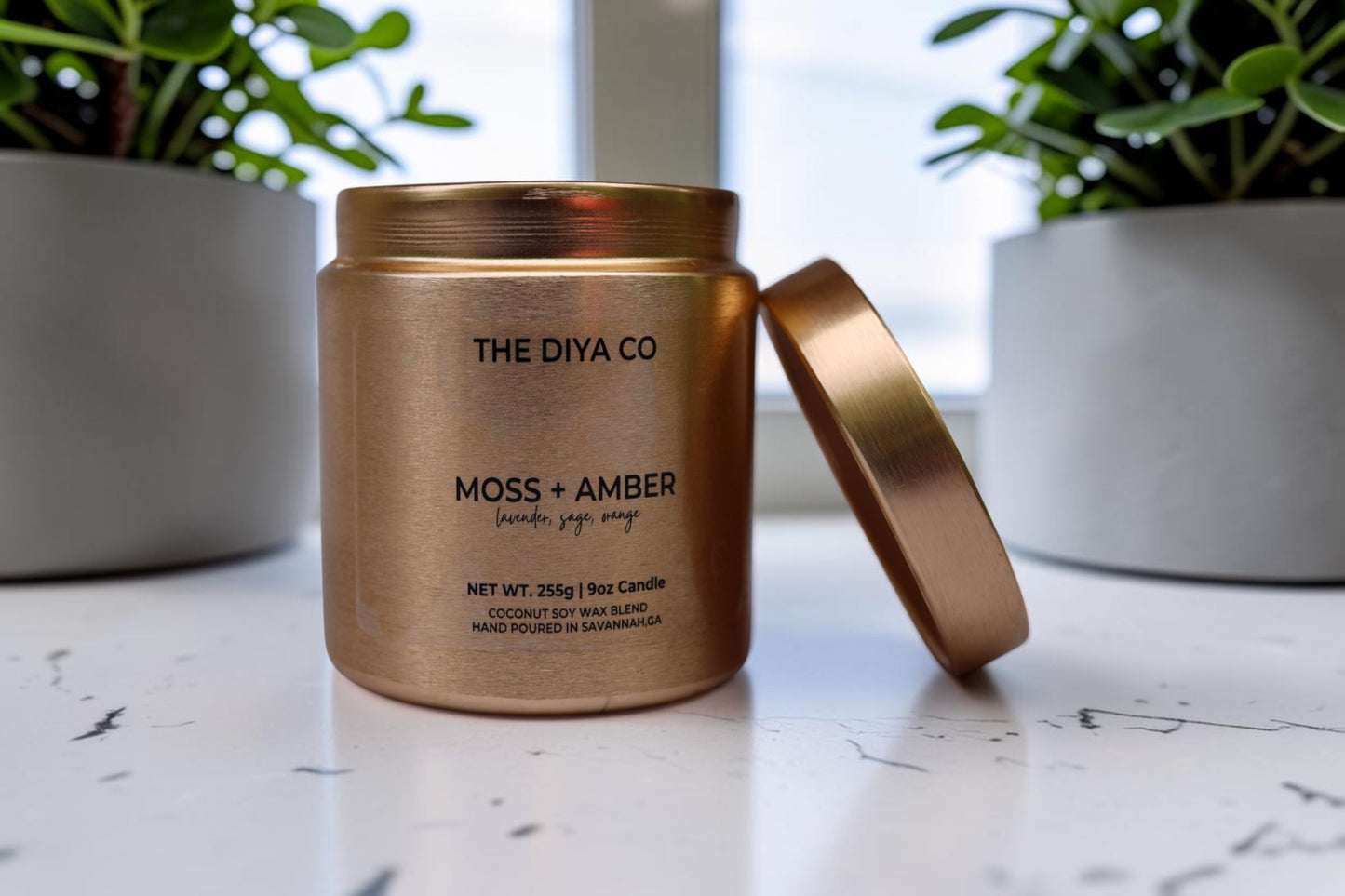 9 oz Moss + Amber Glam Tin | Coconut Soy Candle