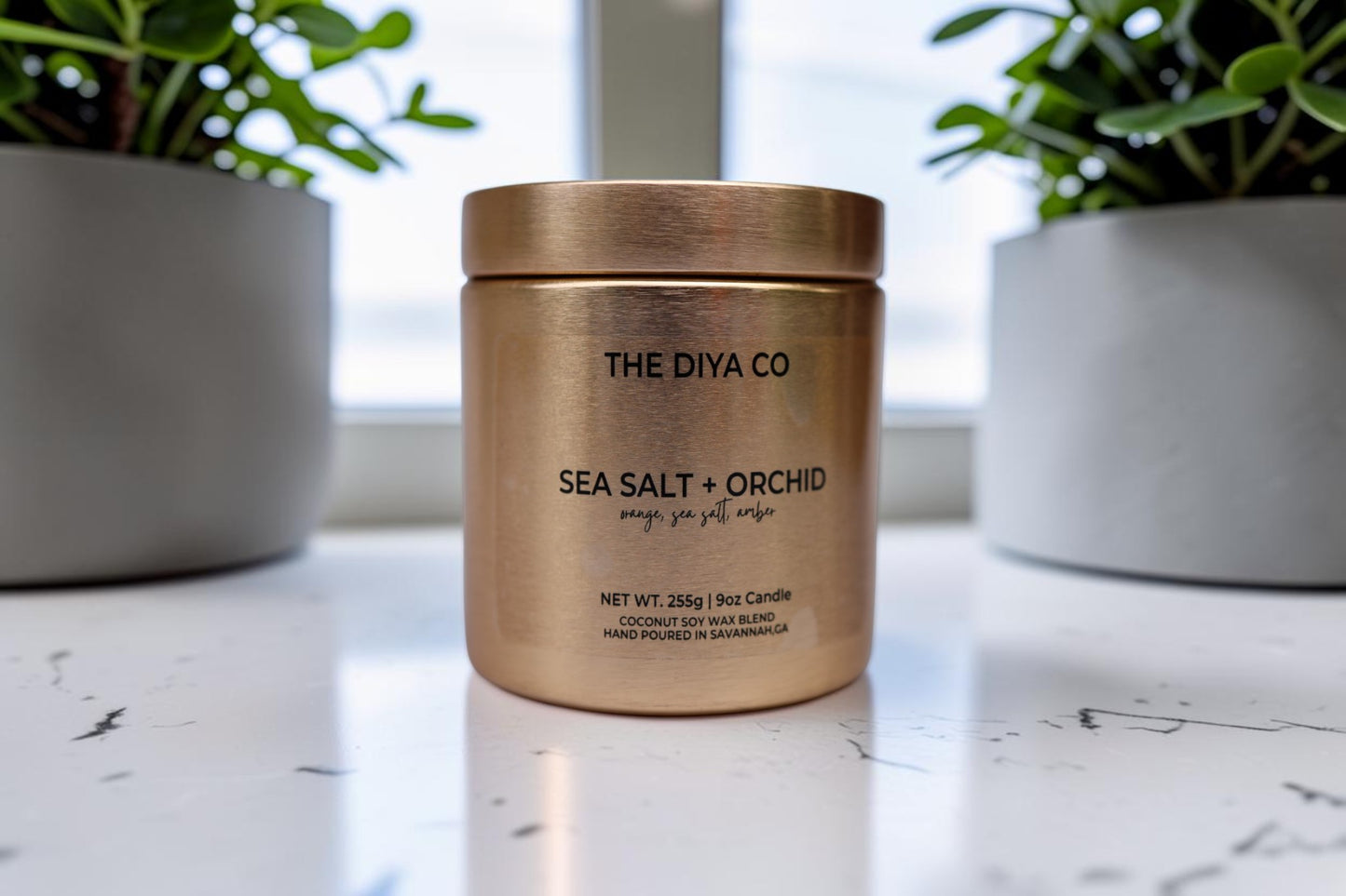 9 oz Sea Salt and Orchid Glam Tin | Coconut Soy Candle