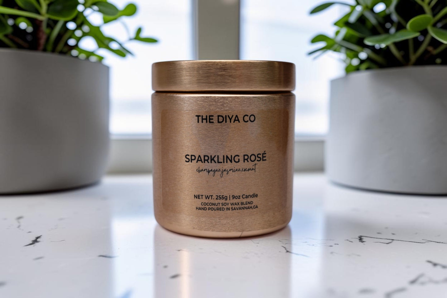 9 oz Sparkling Rosé  Glam Tin | Coconut Soy Candle