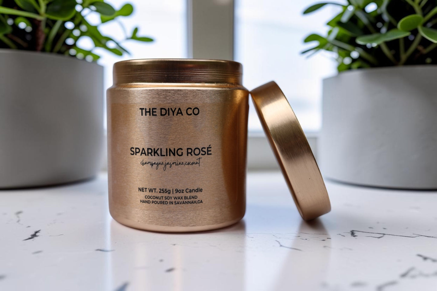9 oz Sparkling Rosé  Glam Tin | Coconut Soy Candle
