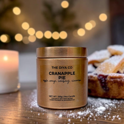 9  oz Crannapple Pie Glam Tin| Coconut Soy Candle
