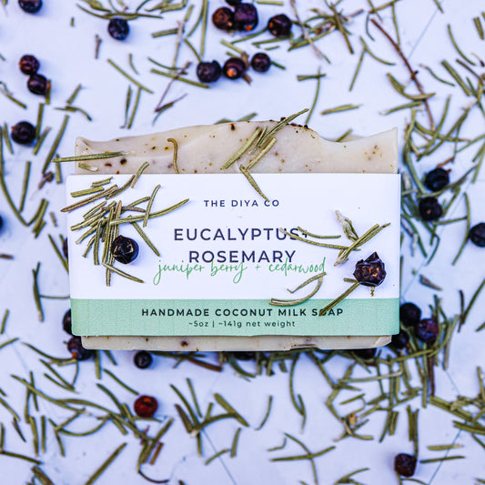 Eucalyptus, Rosemary, Juniper Berry, and Cedarwood Handmade Coconut Milk Soap, Natural, Palm-Oil Free