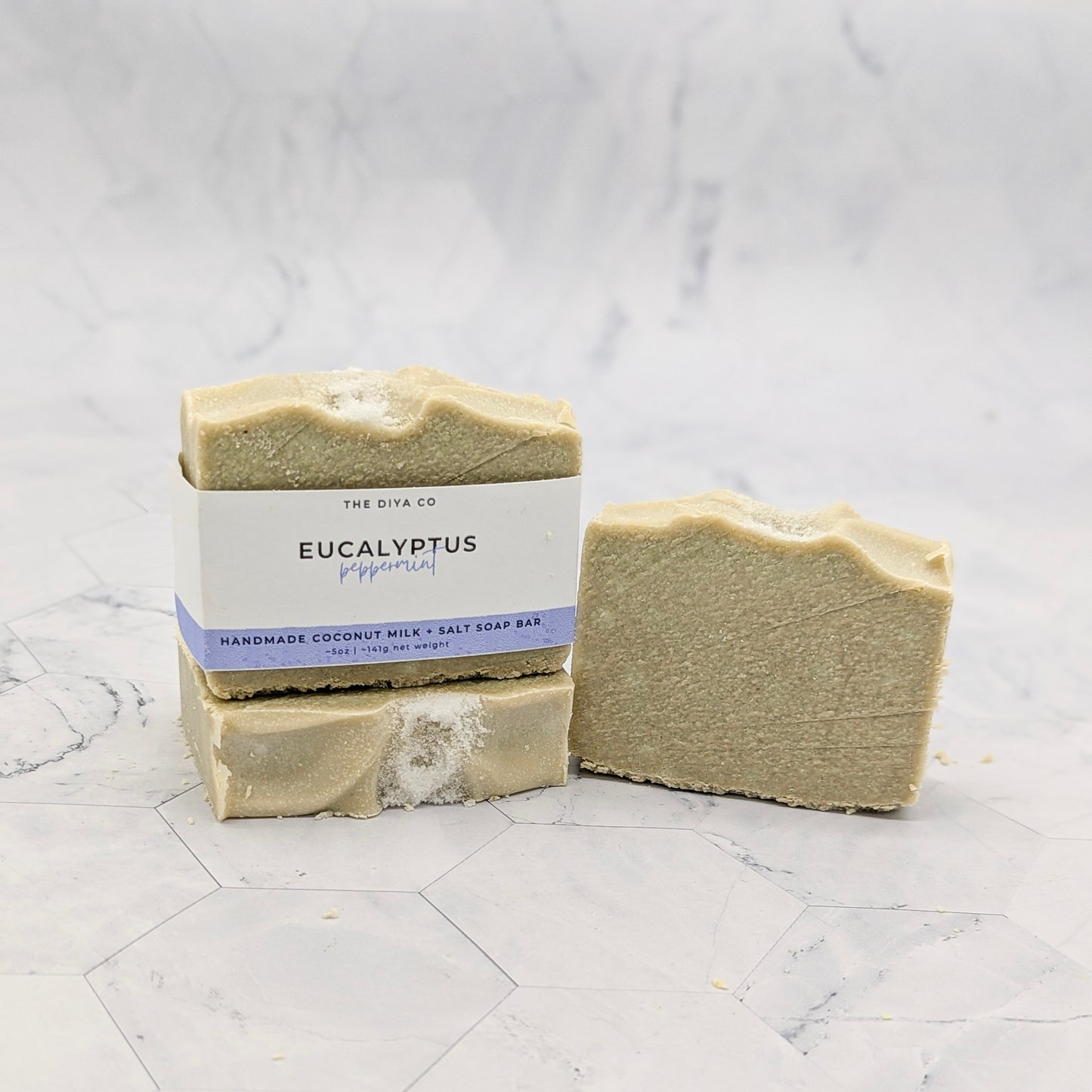 Eucalyptus and Peppermint (Gentle Exfoliation) handmade Sea Salt Soap Bar, Natural, Palm-Oil Free