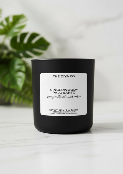 8 oz Gingerwood Palo Santo Aura Vessel with Metal Lid | Coconut Soy Candle