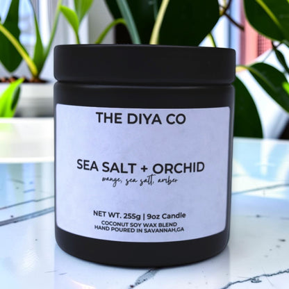 9oz Sea Salt and Orchid Wood Wick Candle | Coconut Soy | Glam Tin