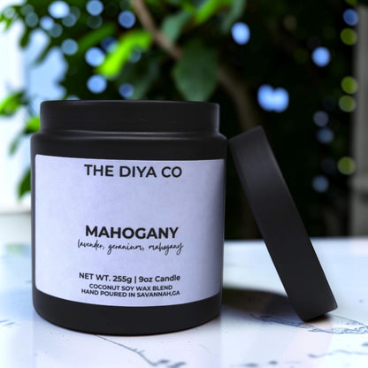 9oz Mahogany Wood Wick Candle | Coconut Soy | Glam Tin