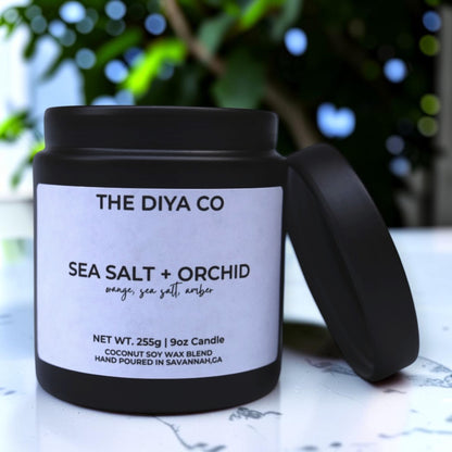 9oz Sea Salt and Orchid Wood Wick Candle | Coconut Soy | Glam Tin