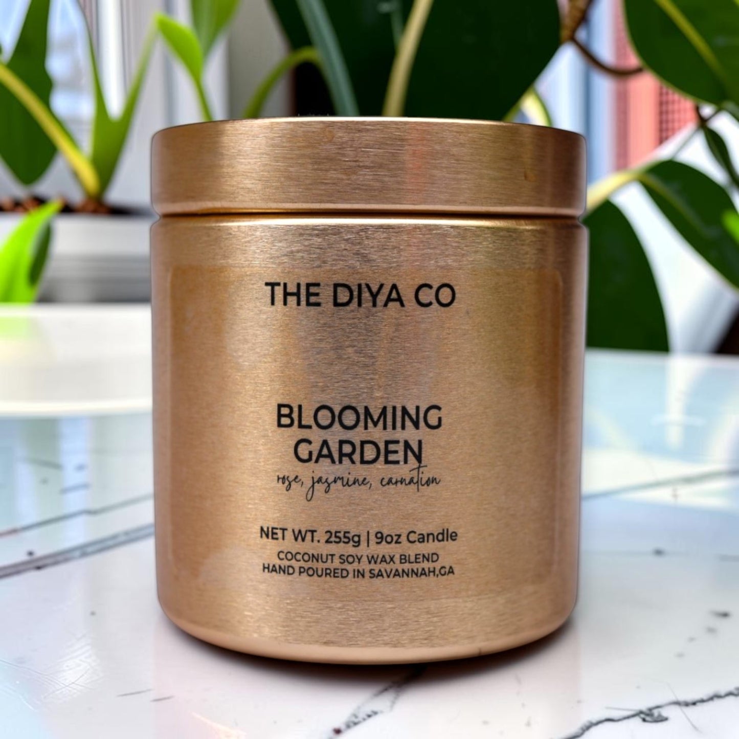 9oz Blooming Garden Wood Wick Candle | Coconut Soy | Glam Tin