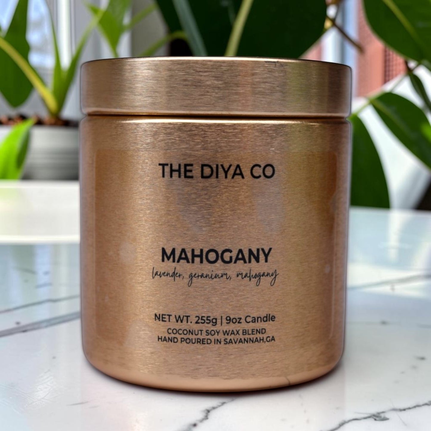 9oz Mahogany Wood Wick Candle | Coconut Soy | Glam Tin
