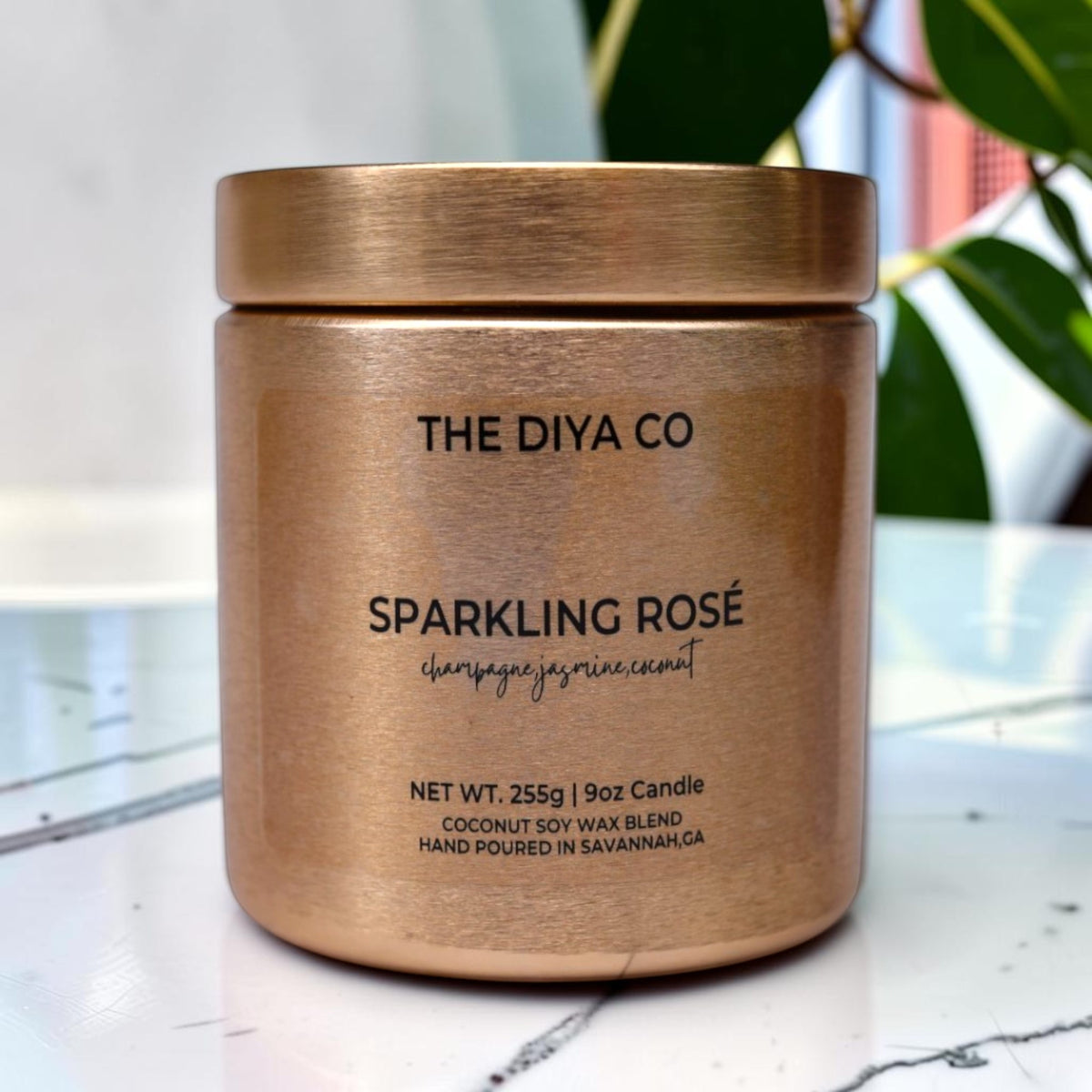 9oz Sparkling Rosé Wood Wick Candle | Coconut Soy | Glam Tin