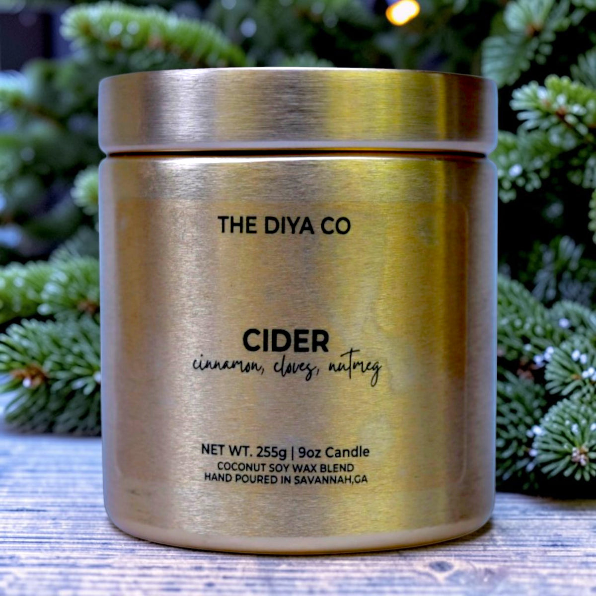9oz Cider Wood Wick Candle | Coconut Soy | Glam Tin