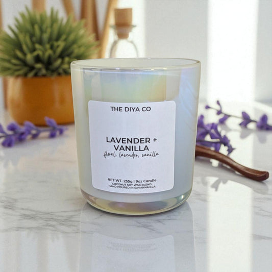 12 oz Lavender and Vanilla |   Iridescent Jar Coconut Soy Candle
